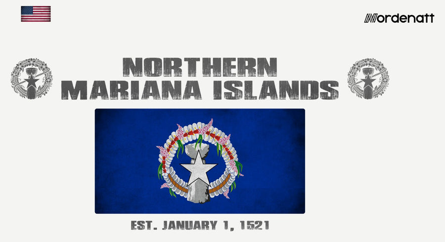 Northern Mariana Islands design preview: flag, date and emblem inspiration printed on light t-shirts (Nordenatt)