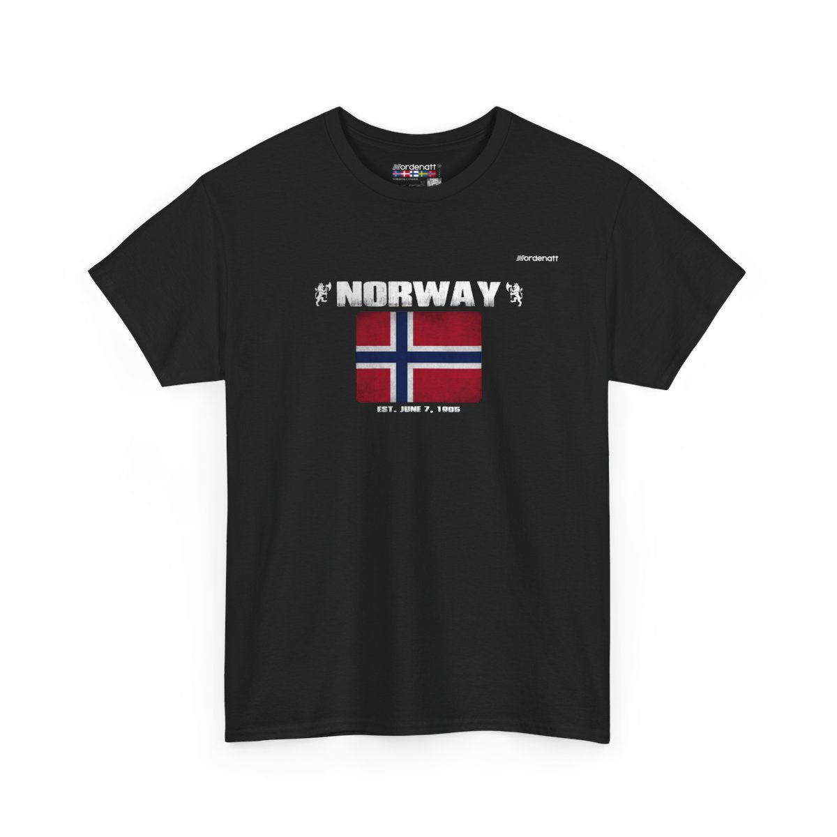 Norway flag t-shirt in Black — premium cotton, Nordenatt
