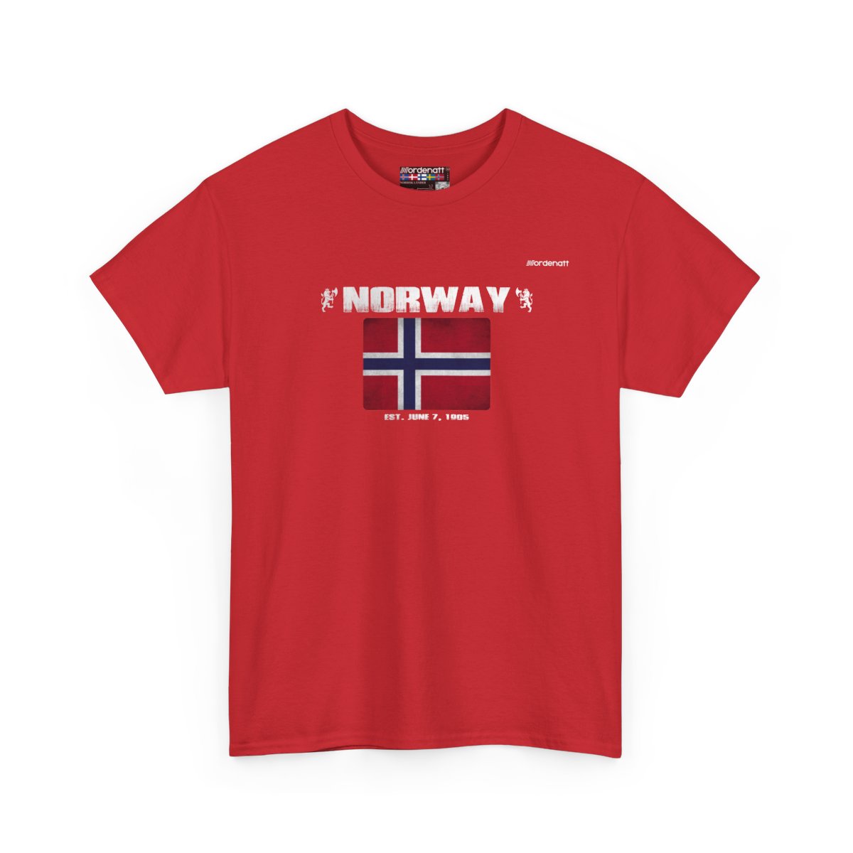 Norway flag t-shirt in Red — premium cotton, Nordenatt