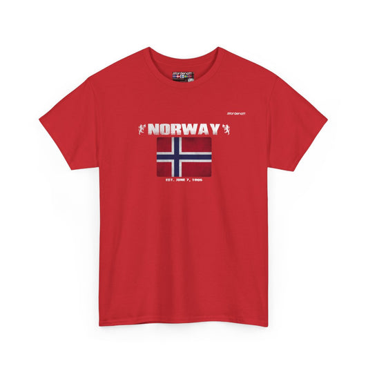 Norway flag t-shirt in Red — premium cotton, Nordenatt