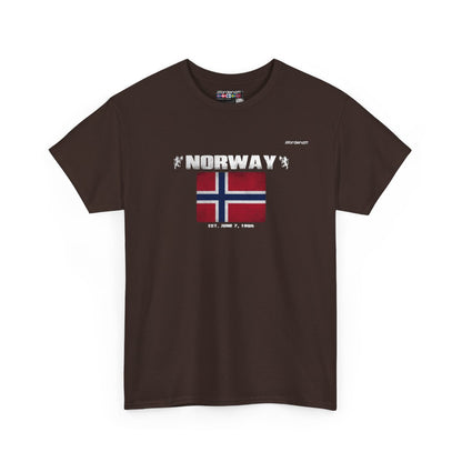 Norway flag t-shirt in Dark Chocolate — premium cotton, Nordenatt