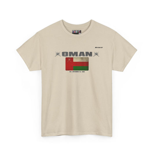 Oman flag t-shirt in Sand — premium cotton, Nordenatt