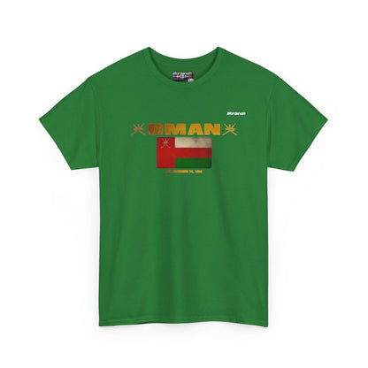 Oman flag t-shirt in Turf Green — premium cotton, Nordenatt
