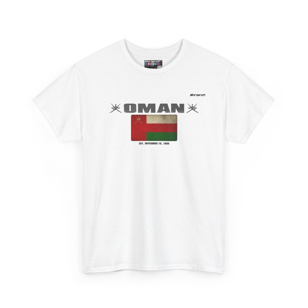 Oman flag t-shirt in White — premium cotton, Nordenatt