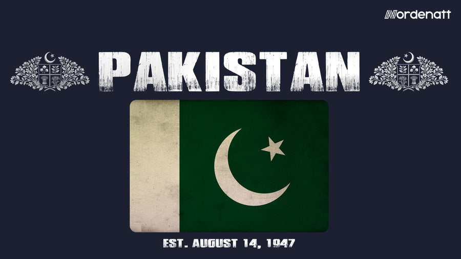 Pakistan design preview: flag, date and emblem inspiration printed on dark t-shirts (Nordenatt)