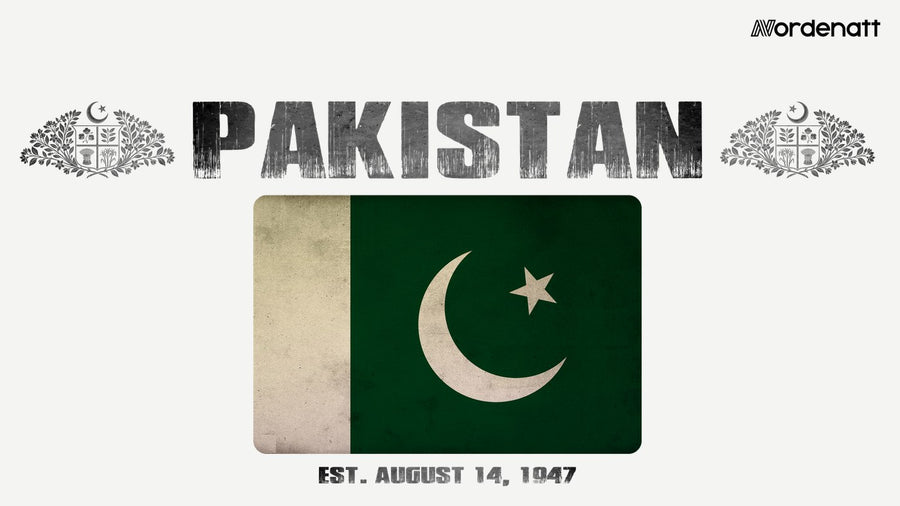 Pakistan design preview: flag, date and emblem inspiration printed on light t-shirts (Nordenatt)