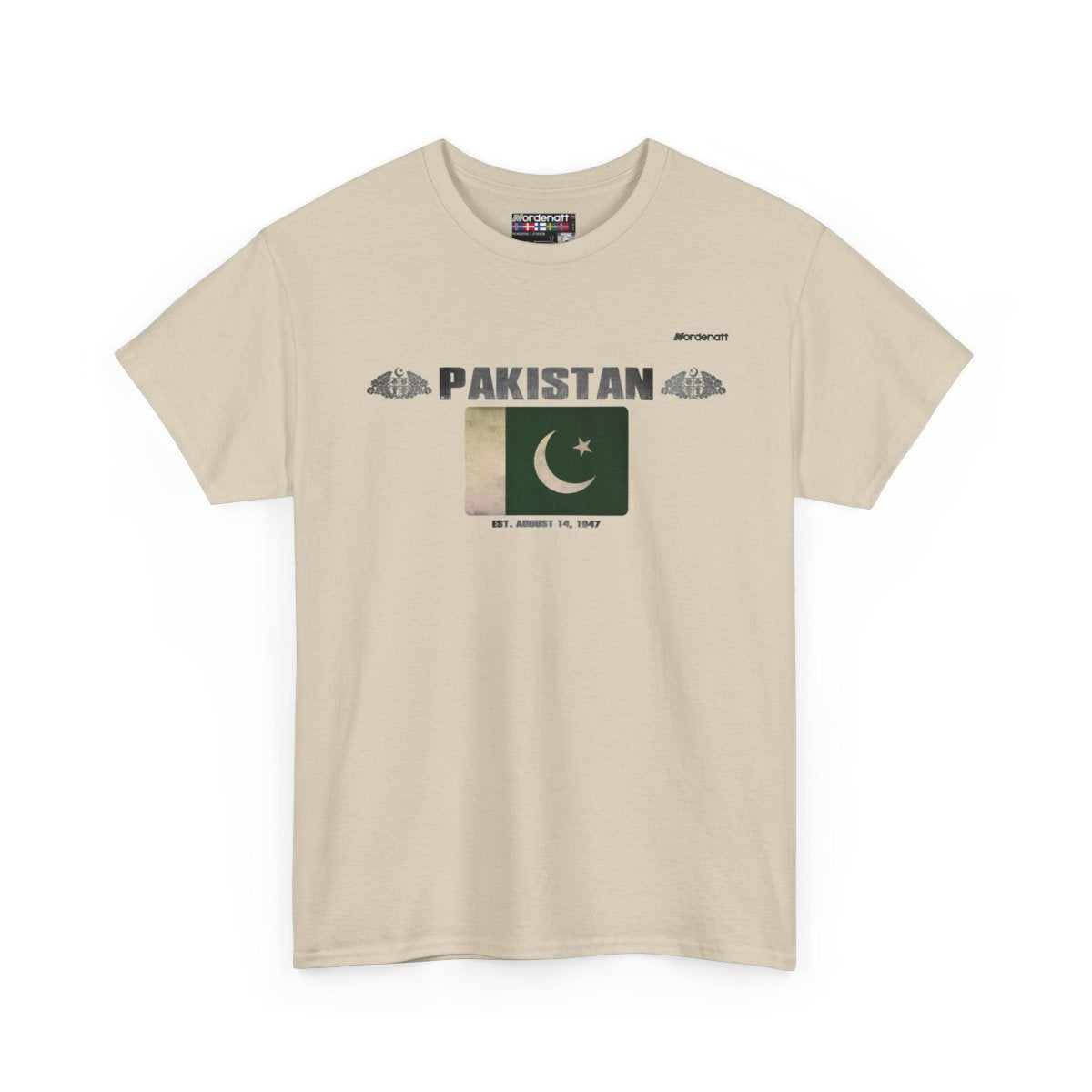 Pakistan flag t-shirt in Sand — premium cotton, Nordenatt