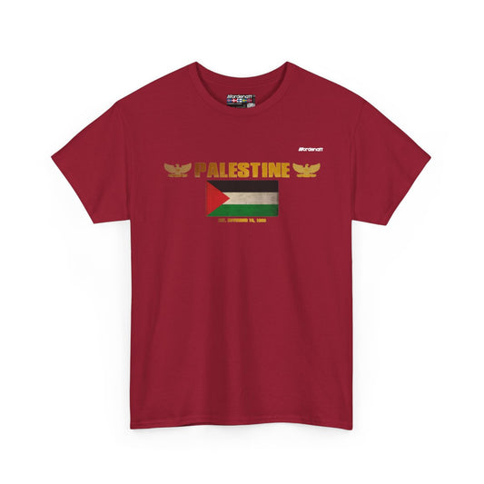 Palestine flag t-shirt in Cardinal Red — premium cotton, Nordenatt
