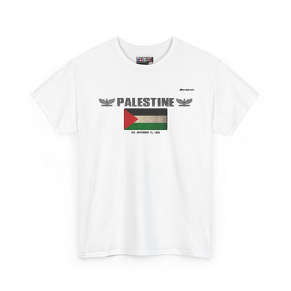 Palestine flag t-shirt in White — premium cotton, Nordenatt