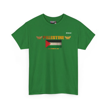 Palestine flag t-shirt in Turf Green — premium cotton, Nordenatt