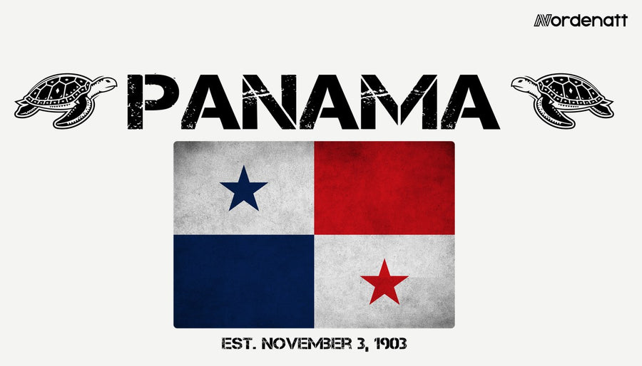 Panama design preview: flag, date and emblem inspiration printed on light t-shirts (Nordenatt)