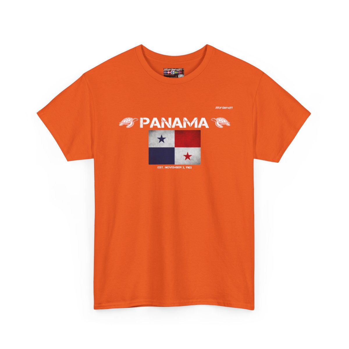 Panama flag t-shirt in Orange — premium cotton, Nordenatt