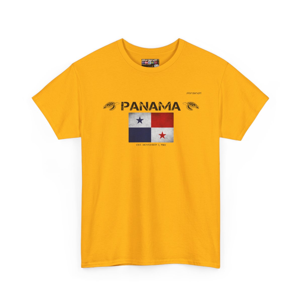 Panama flag t-shirt in Gold — premium cotton, Nordenatt