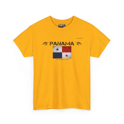 Panama flag t-shirt in Gold — premium cotton, Nordenatt