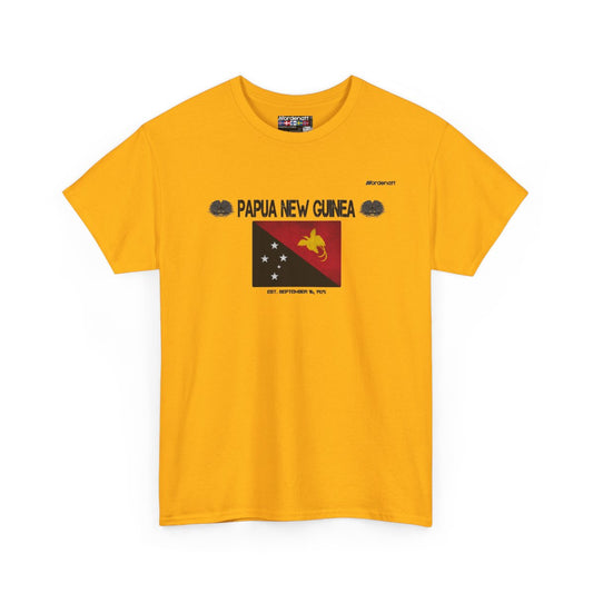 Papua New Guinea flag t-shirt in Gold — premium cotton, Nordenatt