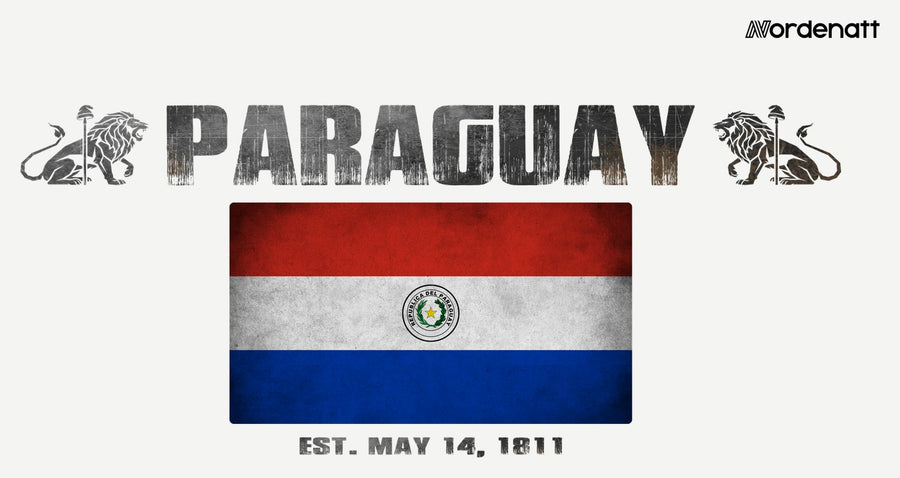 Paraguay design preview: flag, date and emblem inspiration printed on light t-shirts (Nordenatt)