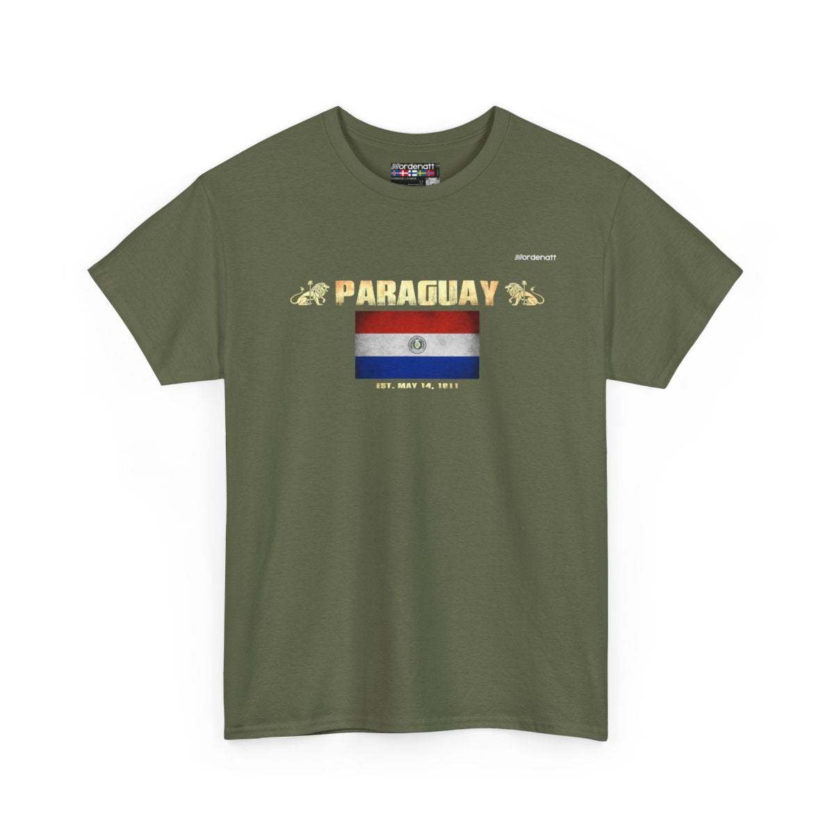 Paraguay flag t-shirt in Military Green — premium cotton, Nordenatt