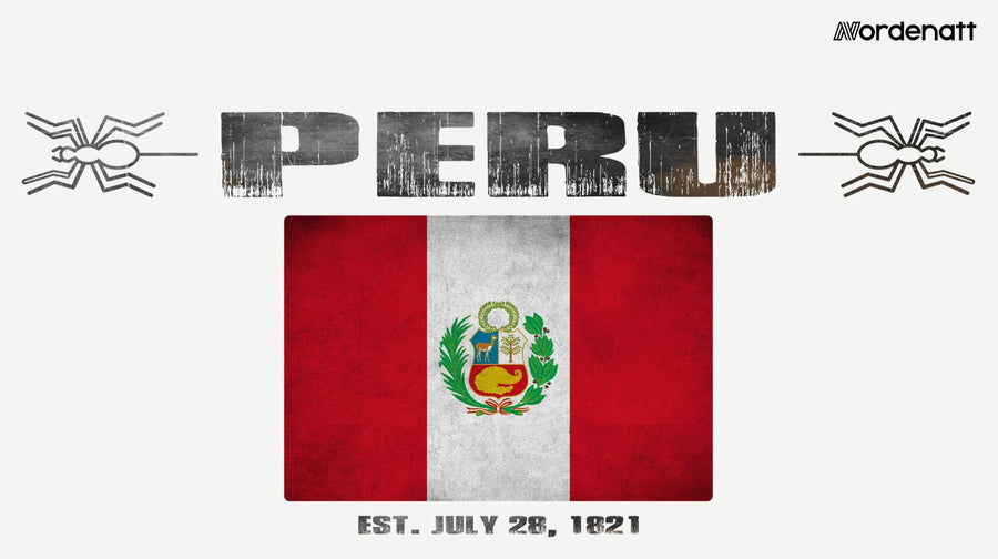 Peru design preview: flag, date and emblem inspiration printed on light t-shirts (Nordenatt)