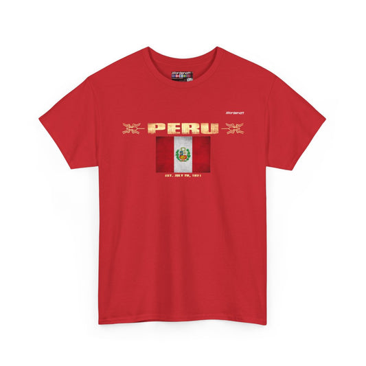 Peru flag t-shirt in Red — premium cotton, Nordenatt