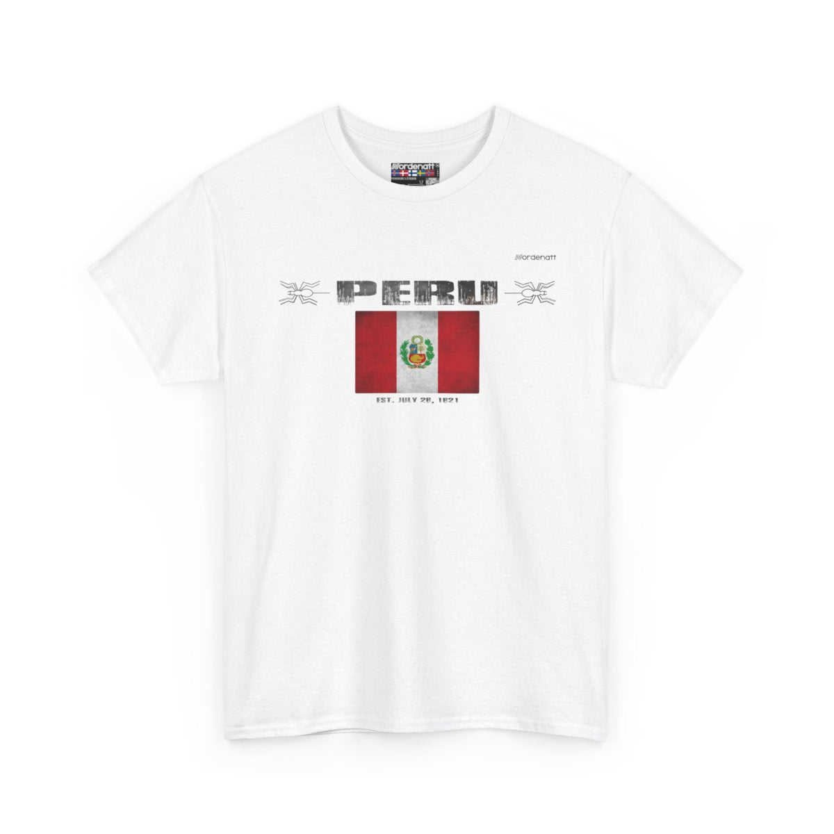 Peru flag t-shirt in White — premium cotton, Nordenatt