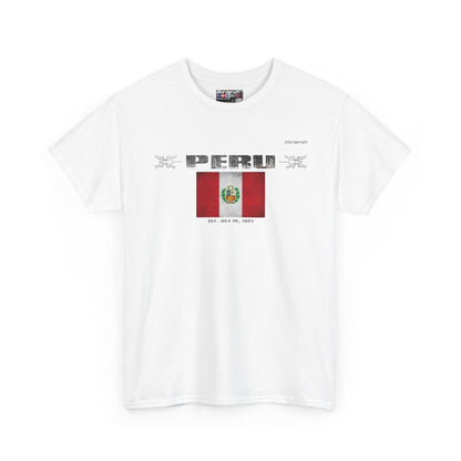 Peru flag t-shirt in White — premium cotton, Nordenatt