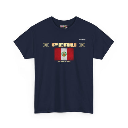 Peru flag t-shirt in Navy — premium cotton, Nordenatt