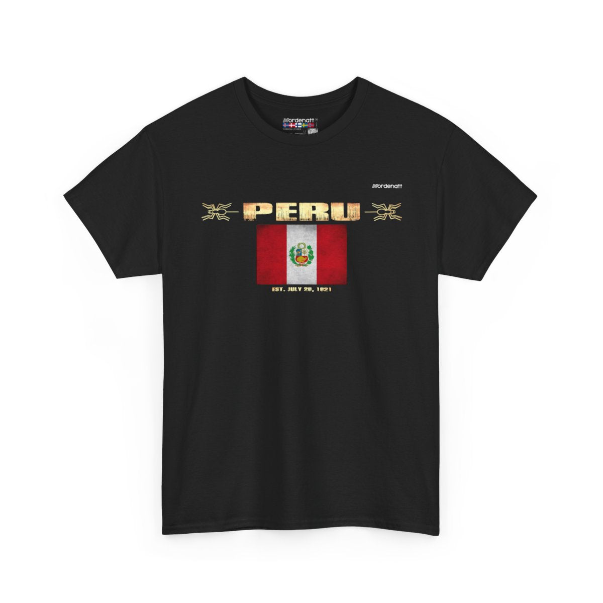 Peru flag t-shirt in Black — premium cotton, Nordenatt