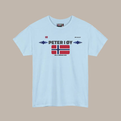 Peter I Island flag t-shirt in Light Blue — premium cotton, Nordenatt
