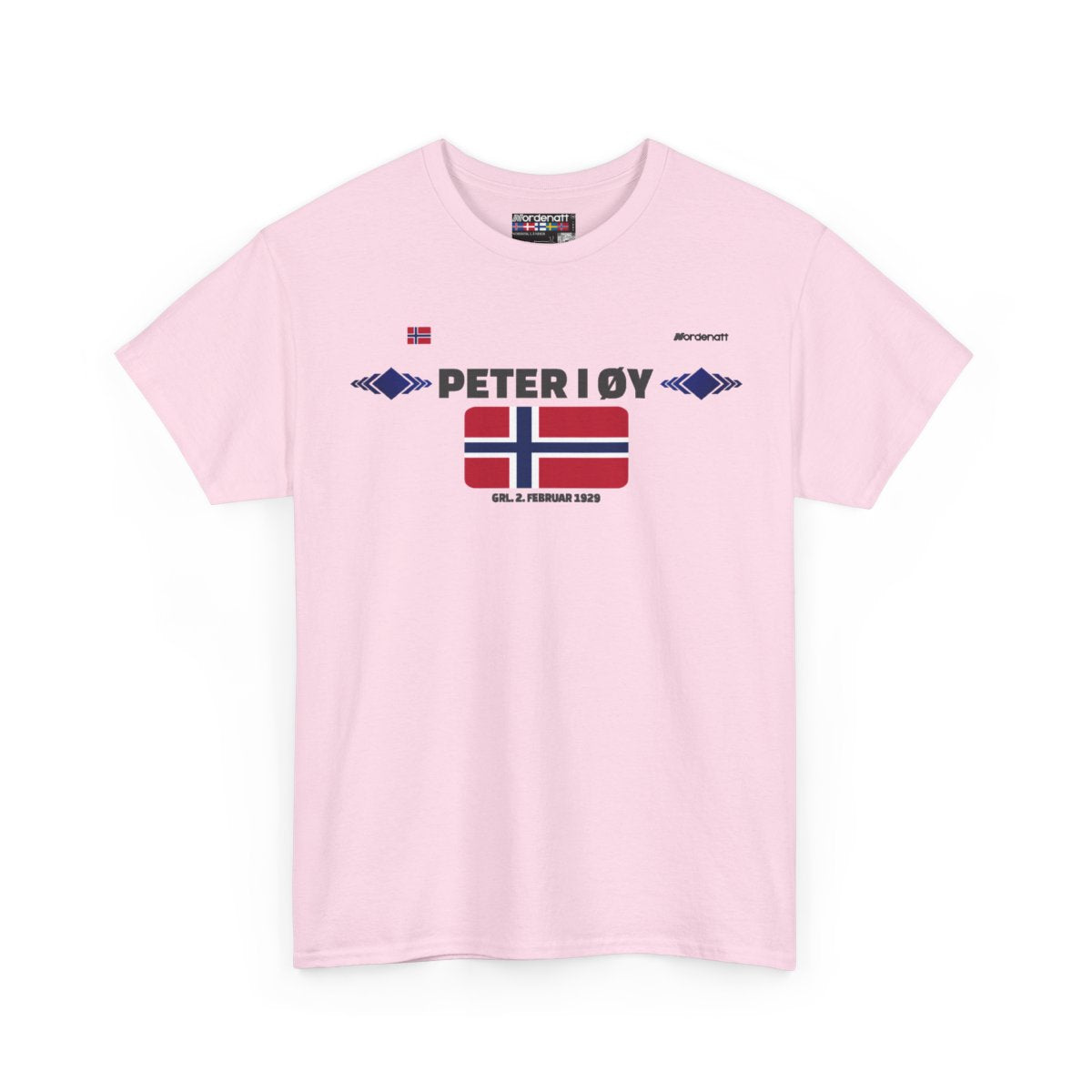 Peter I Island flag t-shirt in Light Pink — premium cotton, Nordenatt