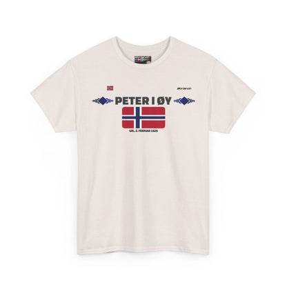 Peter I Island flag t-shirt in Ice Grey — premium cotton, Nordenatt