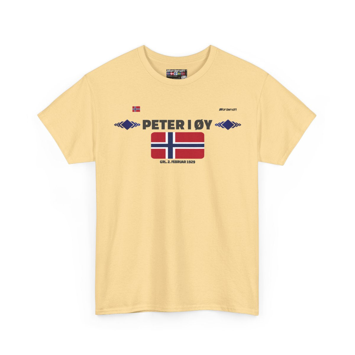 Peter I Island flag t-shirt in Yellow Haze — premium cotton, Nordenatt