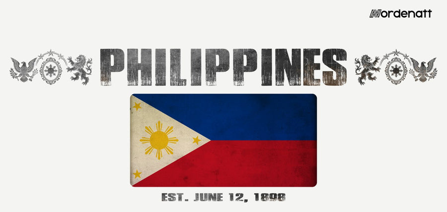 Philippines design preview: flag, date and emblem inspiration printed on light t-shirts (Nordenatt)