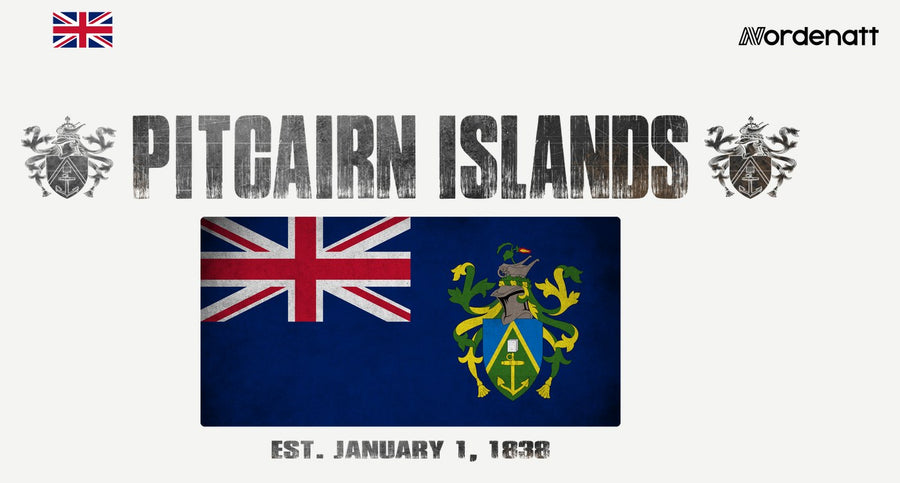 Pitcairn Islands design preview: flag, date and emblem inspiration printed on light t-shirts (Nordenatt)