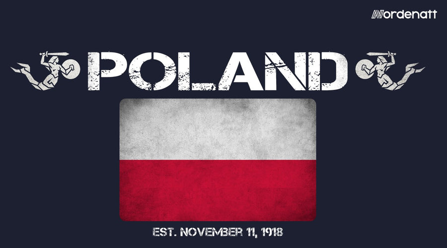 Poland design preview: flag, date and emblem inspiration printed on dark t-shirts (Nordenatt)