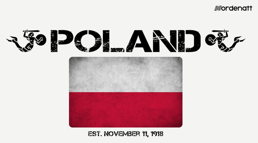 Poland design preview: flag, date and emblem inspiration printed on light t-shirts (Nordenatt)