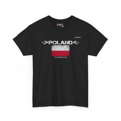 Poland flag t-shirt in Black — premium cotton, Nordenatt