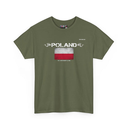 Poland flag t-shirt in Military Green — premium cotton, Nordenatt