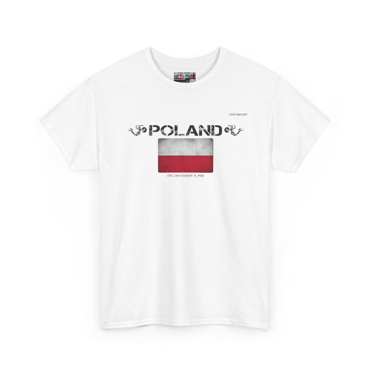 Poland flag t-shirt in White — premium cotton, Nordenatt