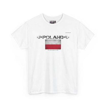 Poland flag t-shirt in White — premium cotton, Nordenatt