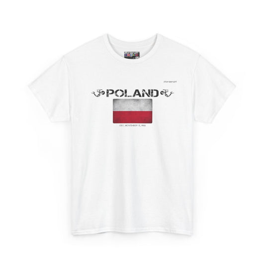 Poland flag t-shirt in White — premium cotton, Nordenatt