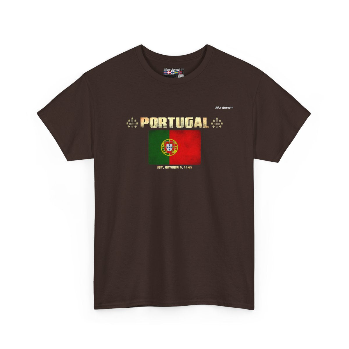 Portugal flag t-shirt in Dark Chocolate — premium cotton, Nordenatt