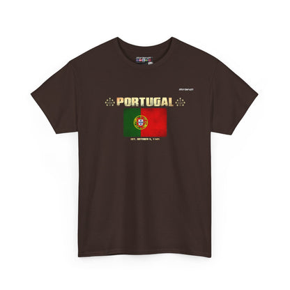 Portugal flag t-shirt in Dark Chocolate — premium cotton, Nordenatt