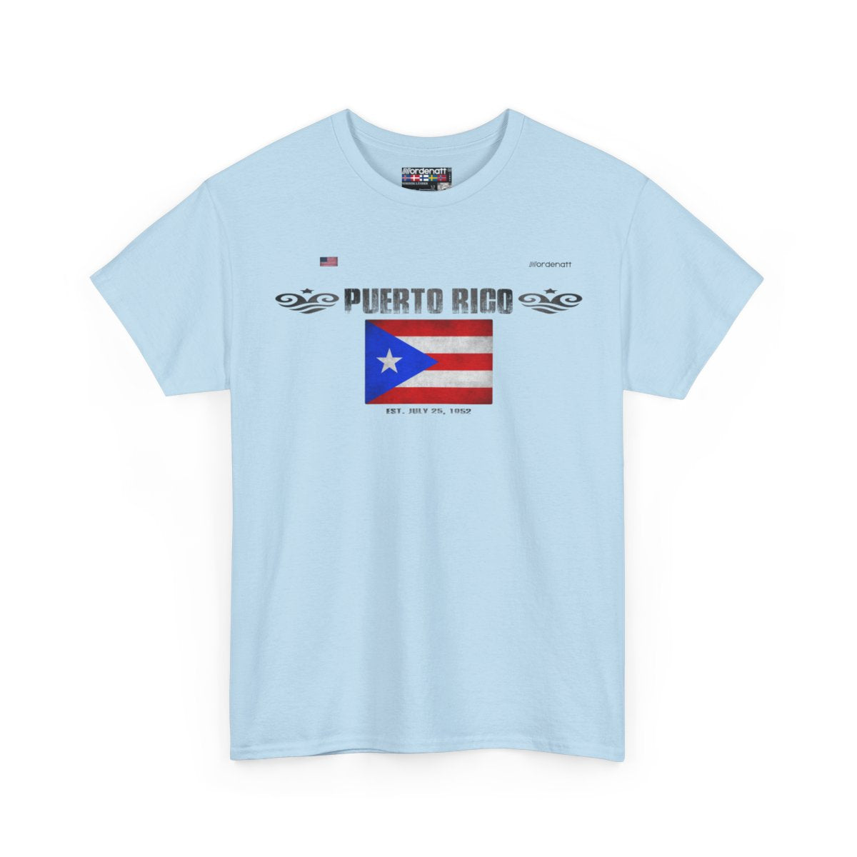 Puerto Rico flag t-shirt in Light Blue — premium cotton, Nordenatt