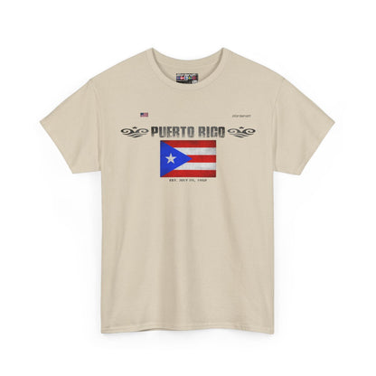 Puerto Rico flag t-shirt in Sand — premium cotton, Nordenatt