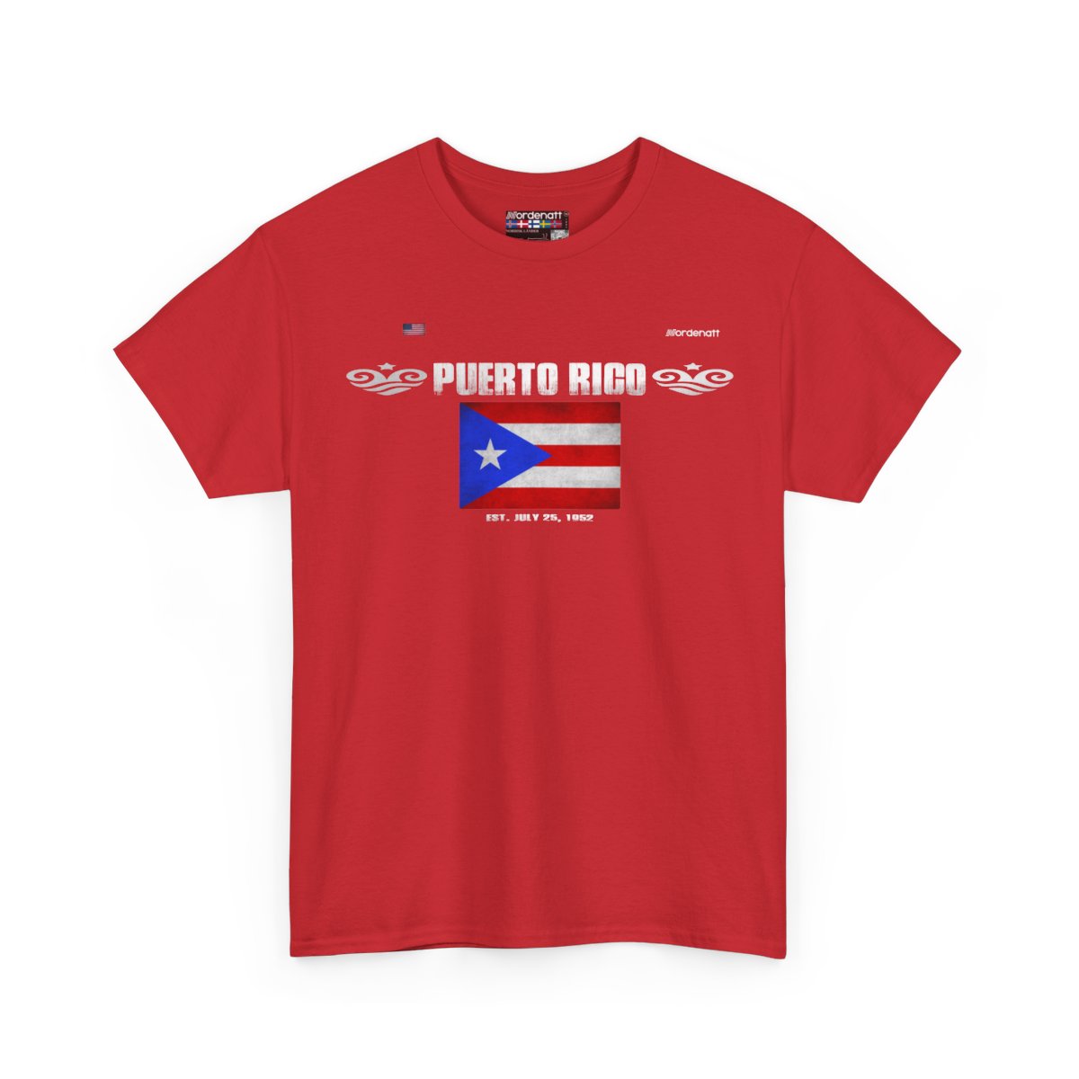 Puerto Rico flag t-shirt in Red — premium cotton, Nordenatt