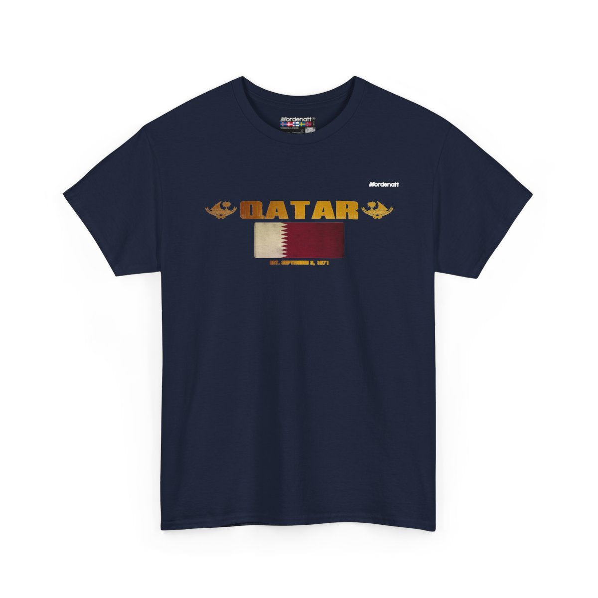 Qatar flag t-shirt in Navy — premium cotton, Nordenatt
