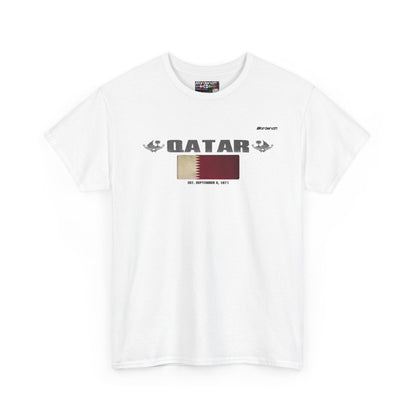 Qatar flag t-shirt in White — premium cotton, Nordenatt