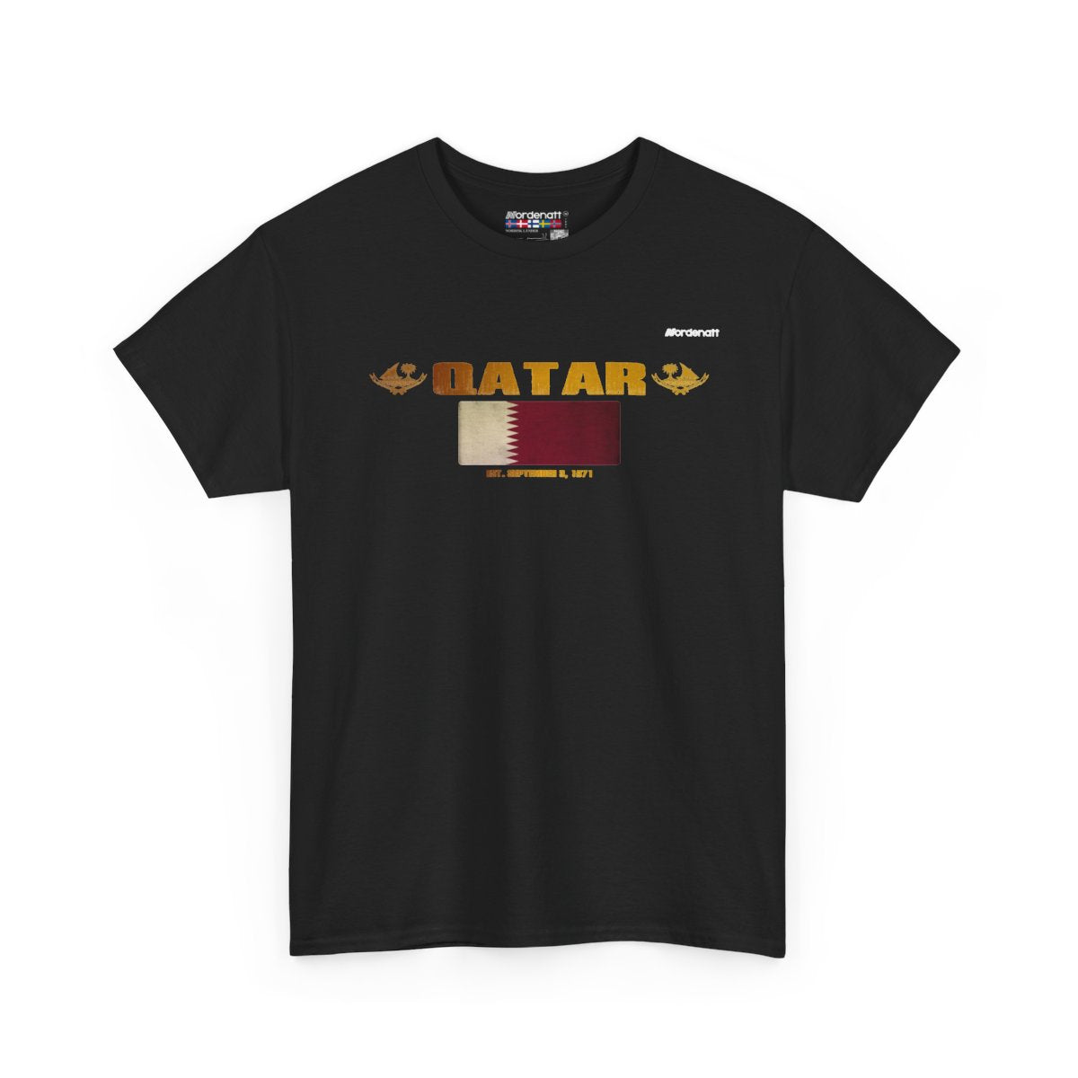 Qatar flag t-shirt in Black — premium cotton, Nordenatt