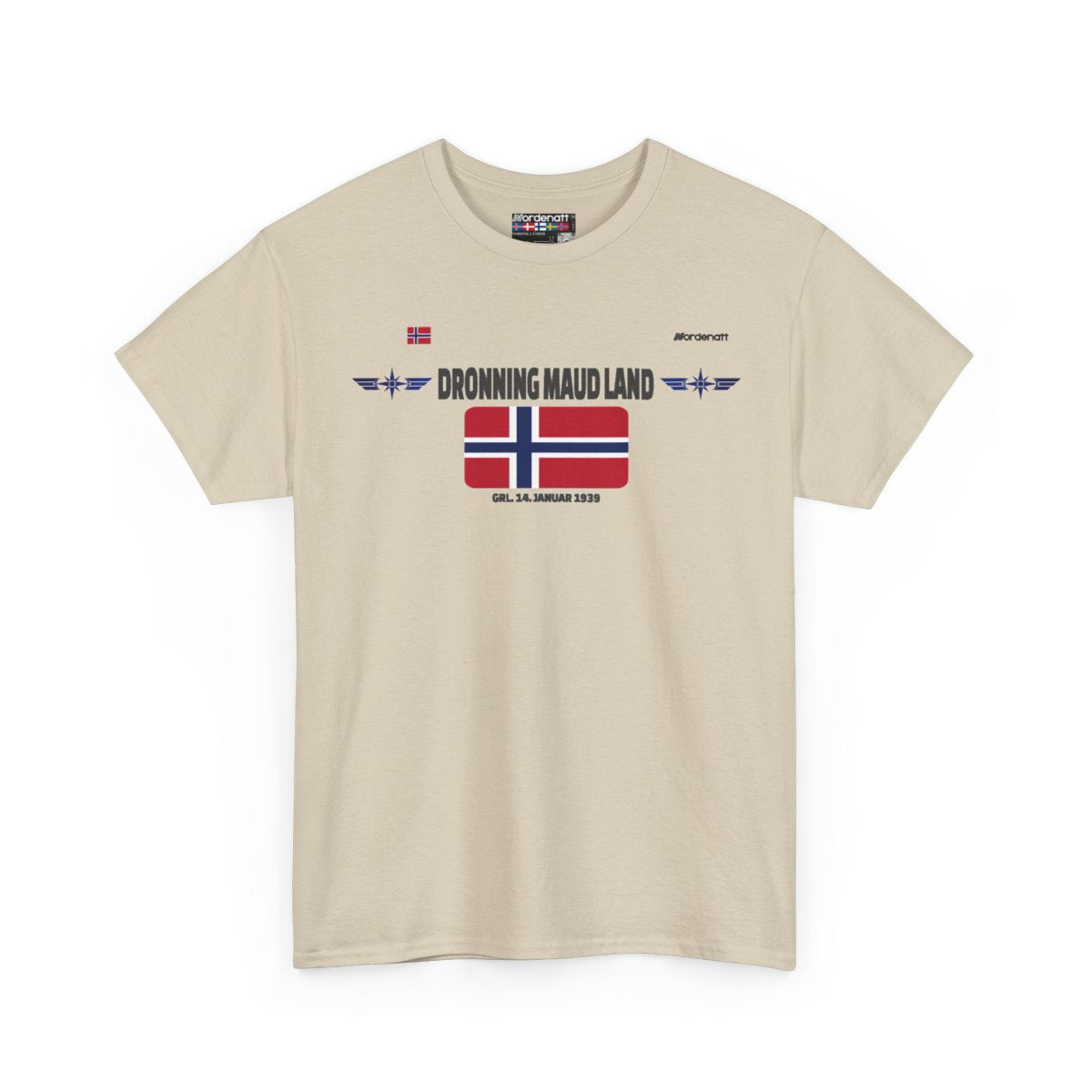 Queen Maud Land flag t-shirt in Sand — premium cotton, Nordenatt