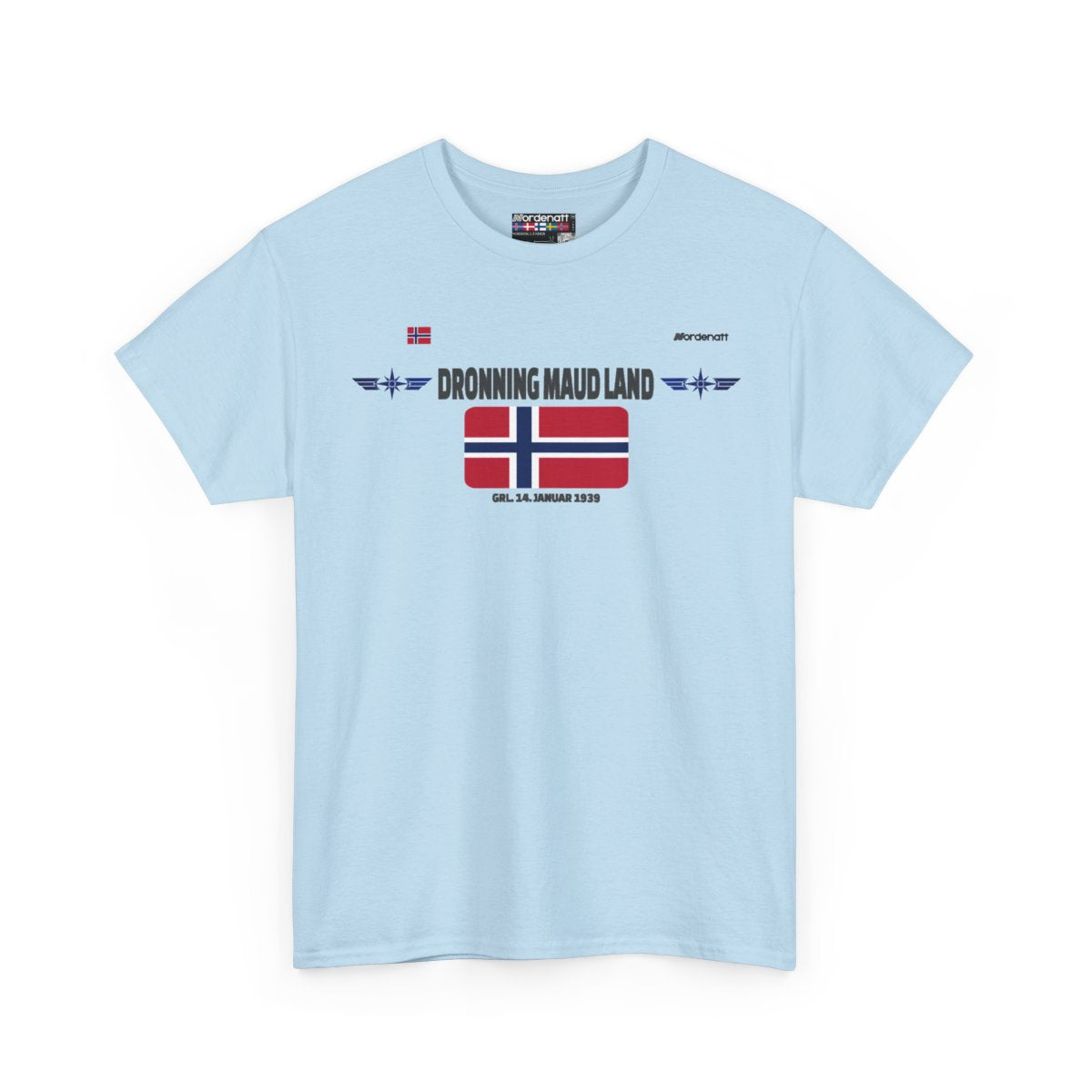 Queen Maud Land flag t-shirt in Light Blue — premium cotton, Nordenatt